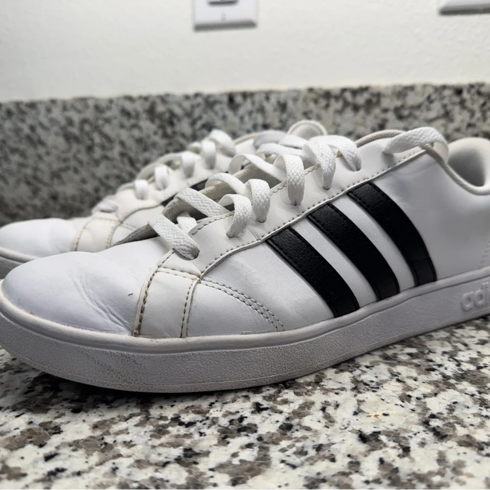 Adidas - White Baseline Sneakers with Black Stripes - Men’s 10.5